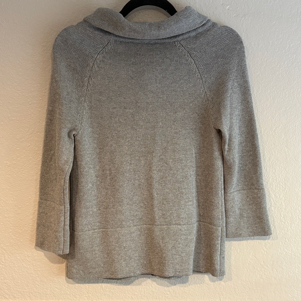 Coldwater Creek Gray Cowl Neck Sweater Size XS 100% Cotton Zipper - Picture 5 of 6